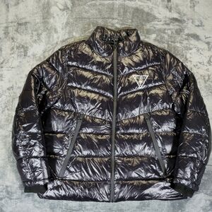 Guess Men's Black Puffer Jacket Size 2XL